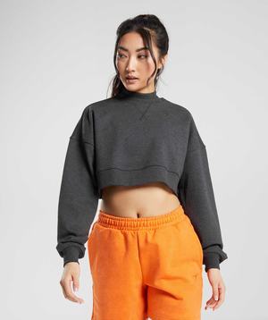 Gymshark Rest Day Sweats Cropped Pullover Zwart | LUMW62915