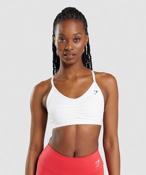 Gymshark Ruched Sport Bh Wit | GMQY48091