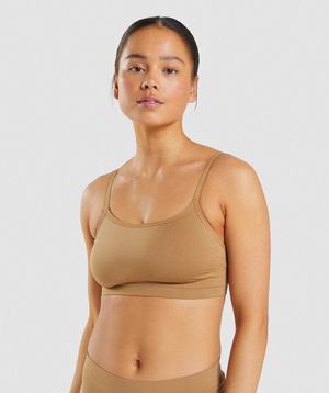 Gymshark Seamless Scoop Neck Bralette Ondergoed Lichtbruin | ICDV23187