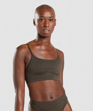 Gymshark Seamless Scoop Neck Bralette Ondergoed Bruin | VPIF78169