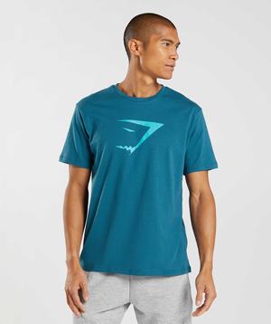 Gymshark Sharkhead Infill T-shirts Blauw | TDGK89201