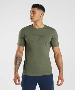 Gymshark Sharkhead Infill T-shirts Olijfgroen | GZNK13687