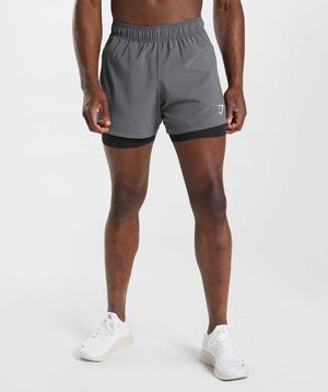 Gymshark Sport 5" 2 In 1 Korte Broek Grijs Zwart | HDIX69013