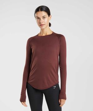 Gymshark Sweat Seamless Long Sleeve Topjes Bordeaux | JXLZ03975