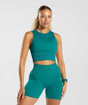 Gymshark Sweat Seamless Midi Tanktop Turquoise | SPAL04867