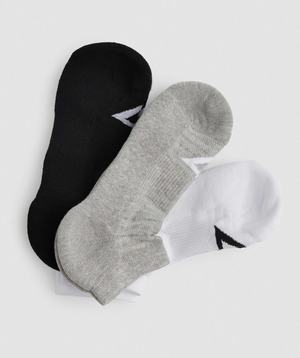 Gymshark Trainer Socks 3pk Accessoires Wit Lichtgrijs Zwart | BFIJ27681