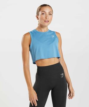 Gymshark Training Crop Tanktop Blauw | GTMP10327