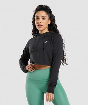 Gymshark Training Cropped Hoodie Zwart | WQBV28130