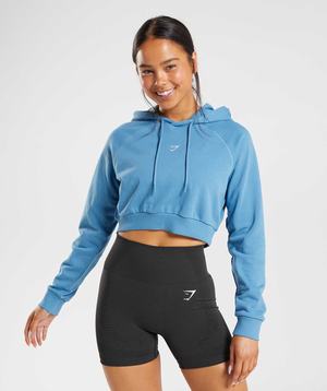 Gymshark Training Cropped Pullover Blauw | MYES59128