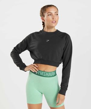 Gymshark Training Cropped Trui Pullover Zwart | NVOD79064