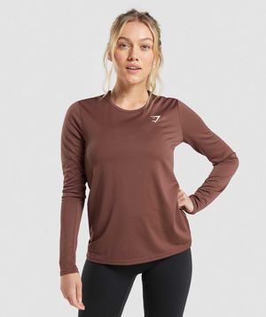 Gymshark Training Long Sleeve Topjes Roze Bruin | LOUW36584