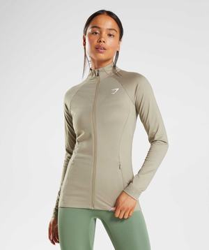 Gymshark Training Zip Up Hoodie Bruin | CSVJ95067