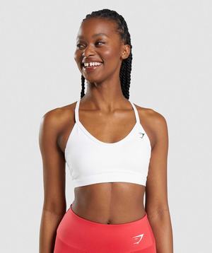 Gymshark V Neck Sport Bh Wit | SPVN95371