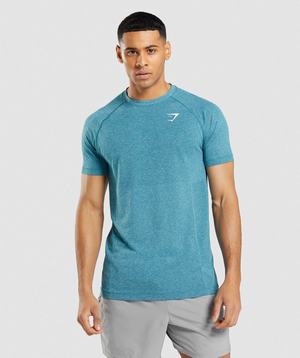 Gymshark Vital Light Seamless T-shirts Turquoise | WTUS50947