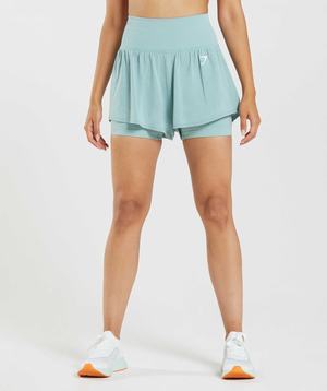 Gymshark Vital Seamless 2.0 2-in-1 Korte Broek Blauw | UCLX78940