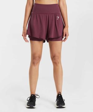 Gymshark Vital Seamless 2.0 2-in-1 Korte Broek Bordeaux | YWNJ84921