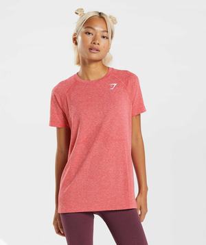 Gymshark Vital Seamless 2.0 Light T-shirts Rood | KXQH10538