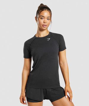 Gymshark Vital Seamless 2.0 Light T-shirts Zwart | VGOL17950