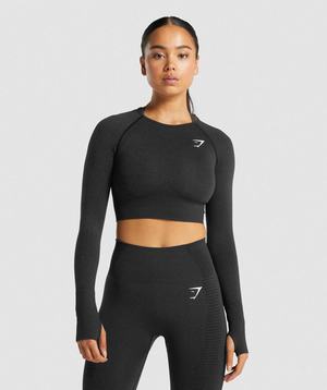 Gymshark Vital Seamless 2.0 Long Sleeve Crop Topjes Zwart | XJZE50324