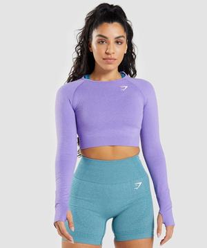 Gymshark Vital Seamless 2.0 Long Sleeve Crop Topjes Lichtpaars | ZMUV83645