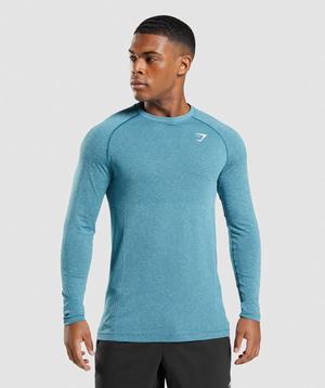 Gymshark Vital Seamless Light Long Sleeve T-shirts Turquoise | LIOK96814