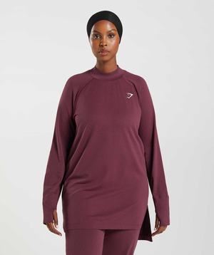 Gymshark Vital Seamless Long Line T-shirts Bordeaux | ZERB29410