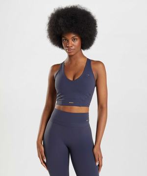 Gymshark Whitney Crop Tanktop Indigo Donkerblauw | FOCS73982