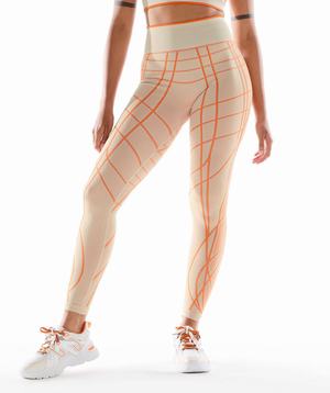 Gymshark Wtflex Linear Seamless Leggings Grijs Oranje Wit | SCDE79680