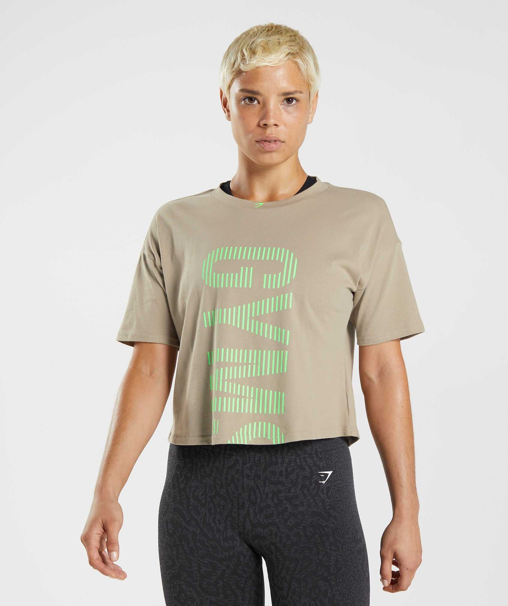 Gymshark 315 Midi T-shirts Bruin Lichtgroen | KCFT94852