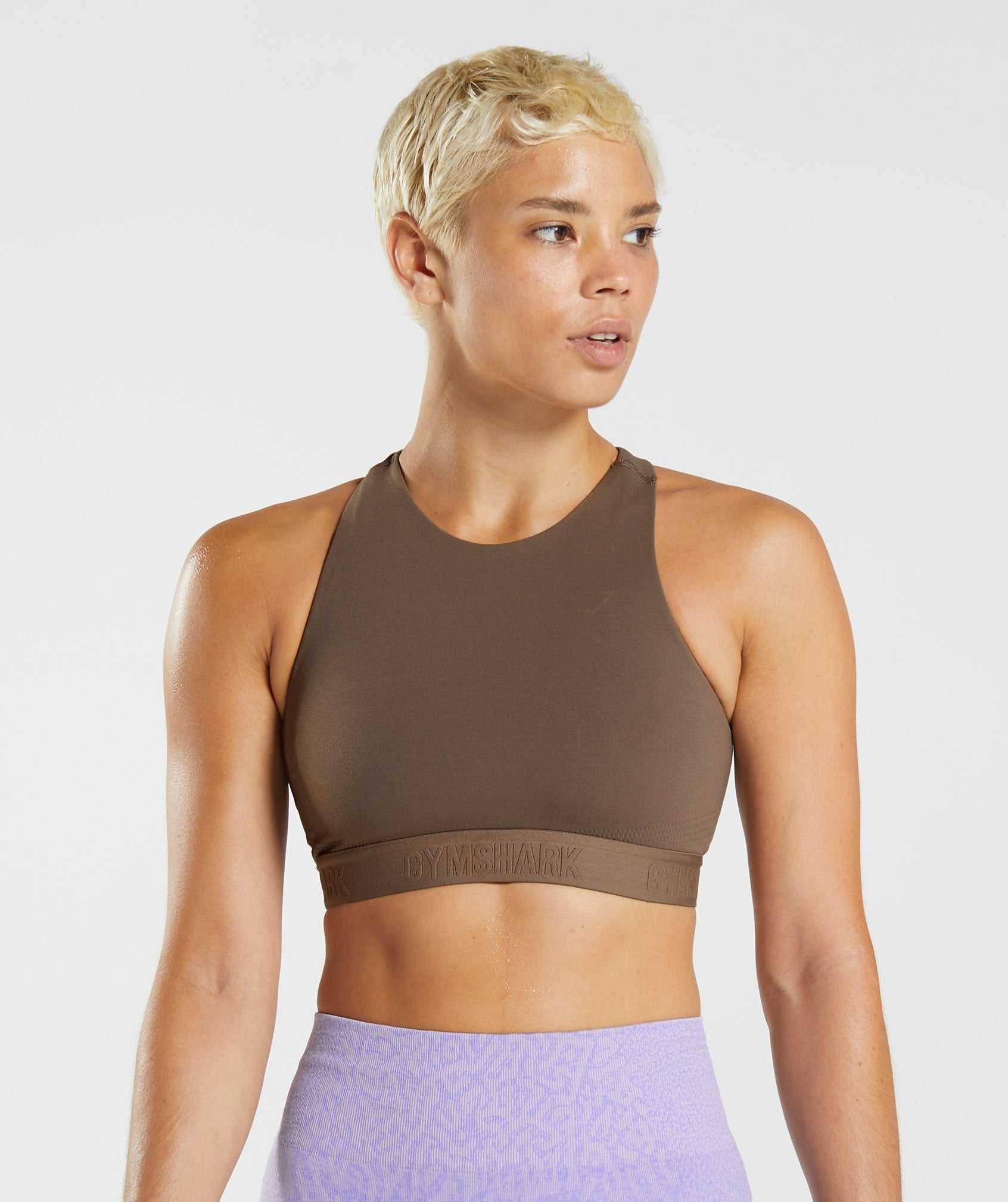 Gymshark 315 Performance High Neck Sport Bh Bruin Bruin | CQAZ81792