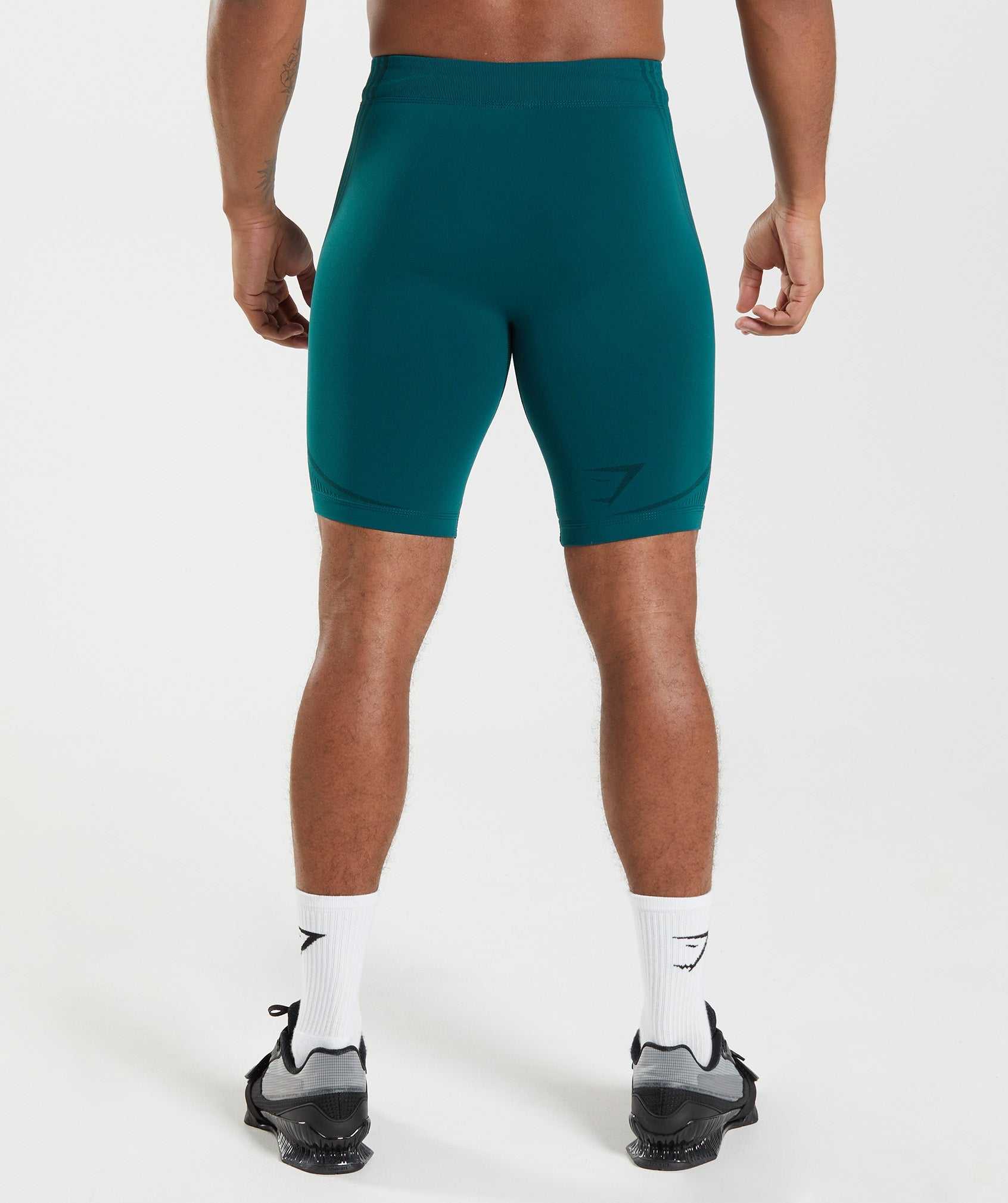 Gymshark 315 Seamless 1/2 Korte Broek Turquoise Zwart | NBIY13492