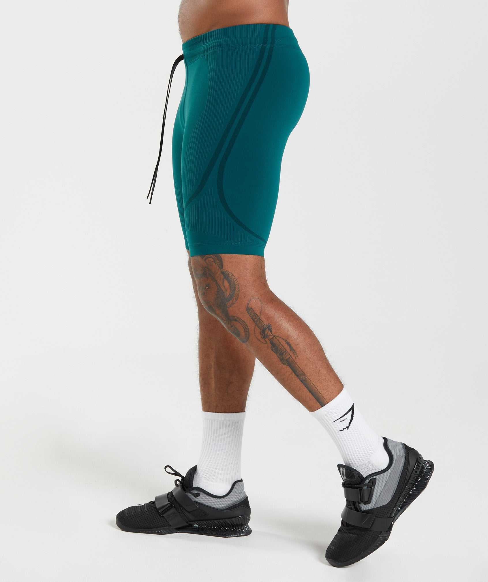 Gymshark 315 Seamless 1/2 Korte Broek Turquoise Zwart | NBIY13492