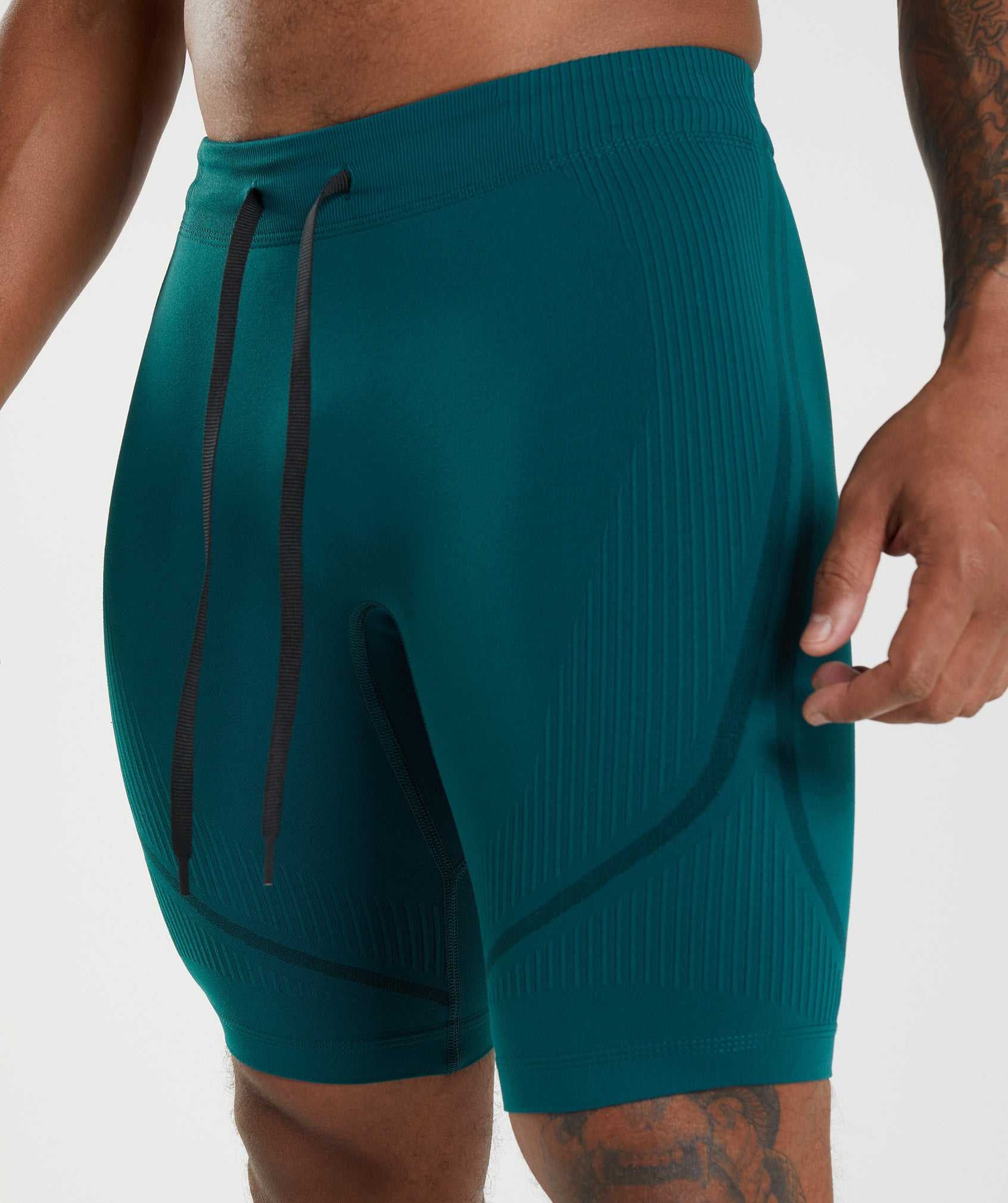 Gymshark 315 Seamless 1/2 Korte Broek Turquoise Zwart | NBIY13492