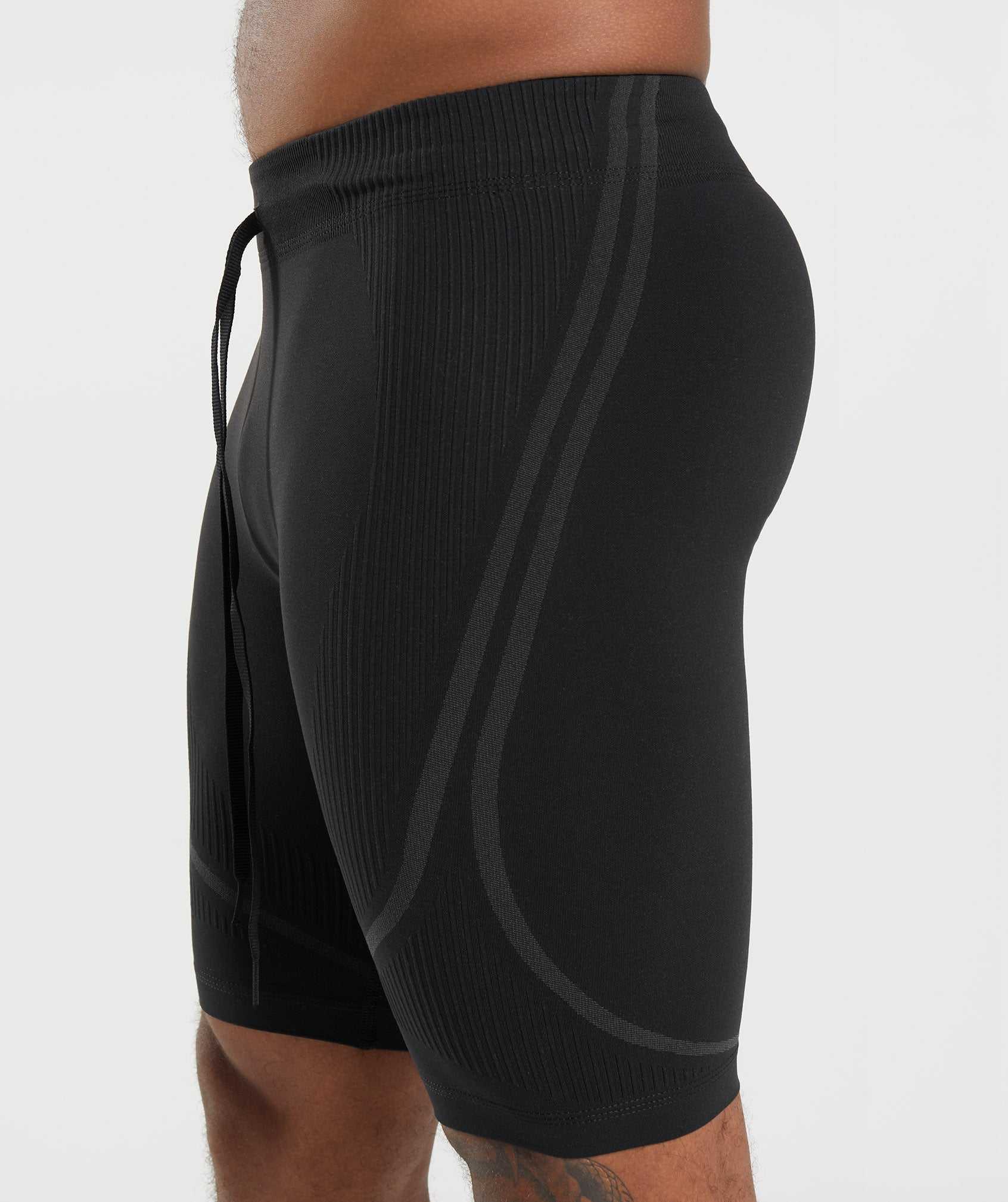 Gymshark 315 Seamless 1/2 Korte Broek Zwart Grijs | IPVE60925