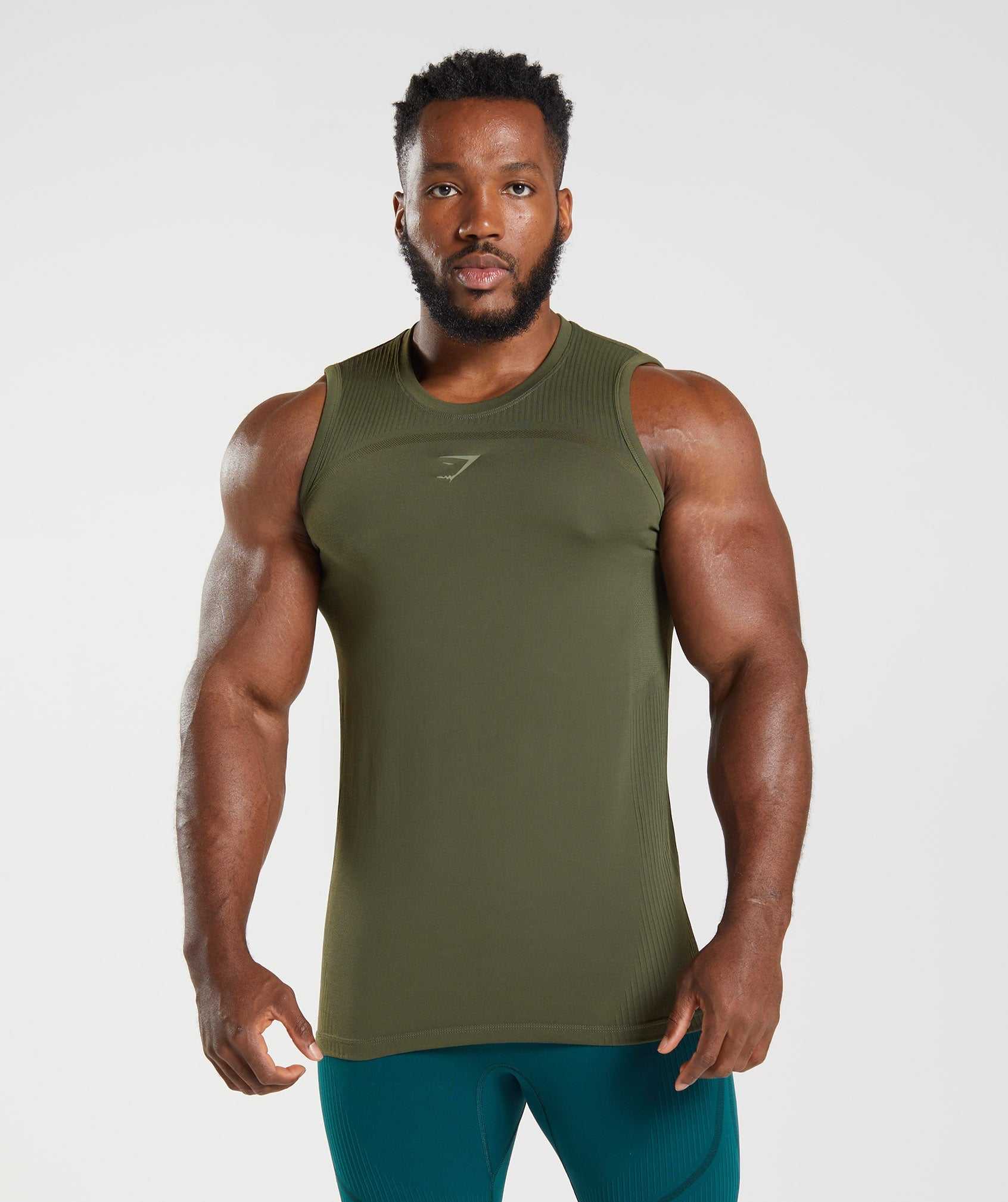 Gymshark 315 Seamless Tanktop Olijfgroen Groen | OIFD40869