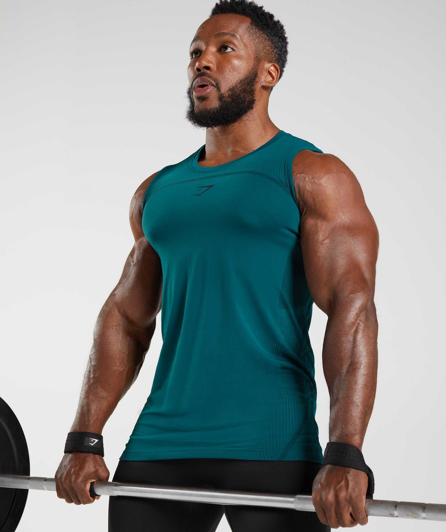 Gymshark 315 Seamless Tanktop Turquoise Zwart | GHVC16578