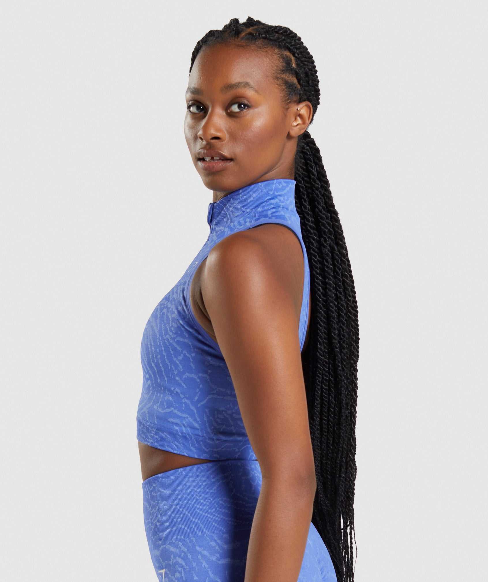 Gymshark Adapt Animal Seamless Crop 1/2 Zip Topjes Blauw | DKZG16032