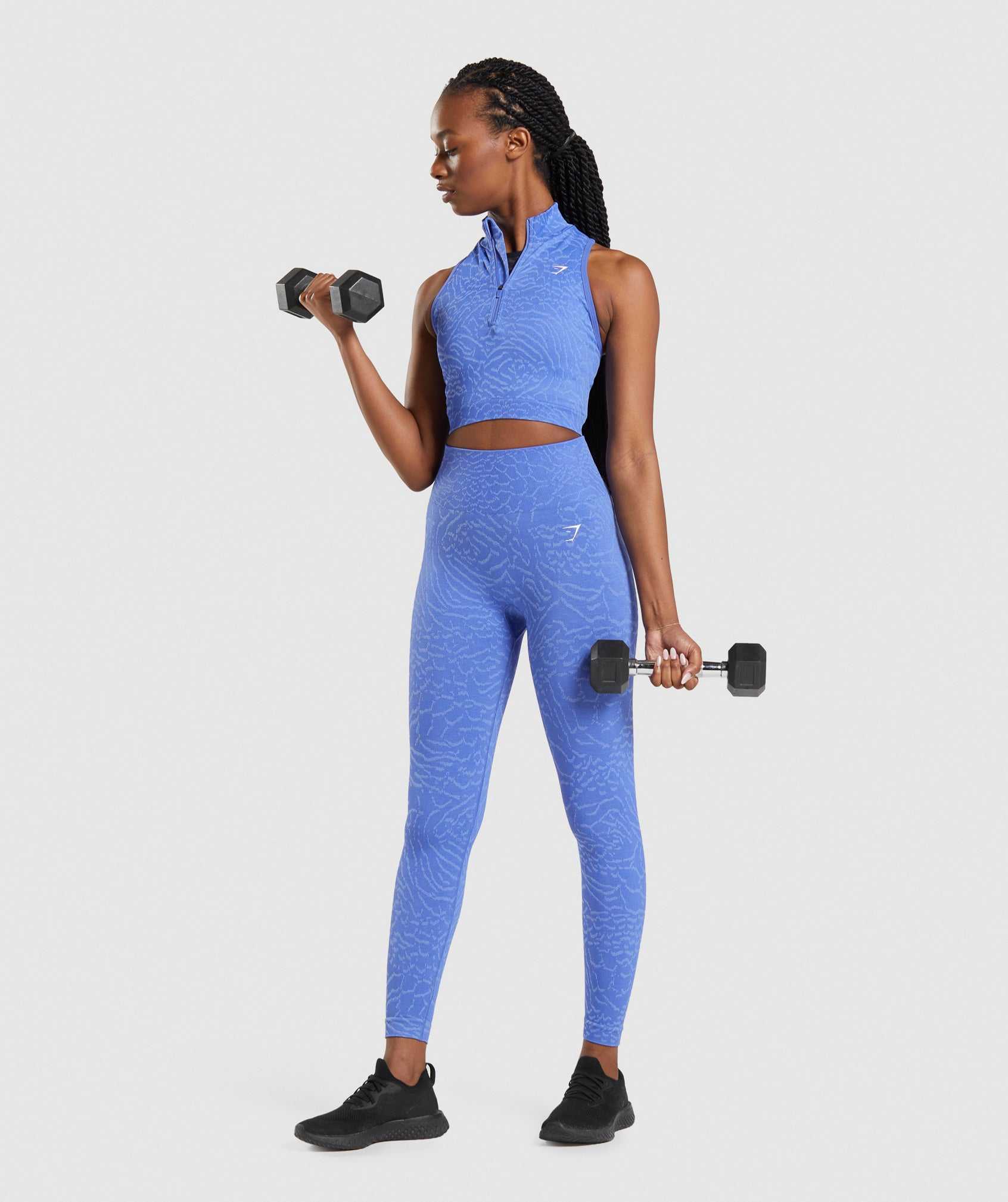 Gymshark Adapt Animal Seamless Crop 1/2 Zip Topjes Blauw | DKZG16032