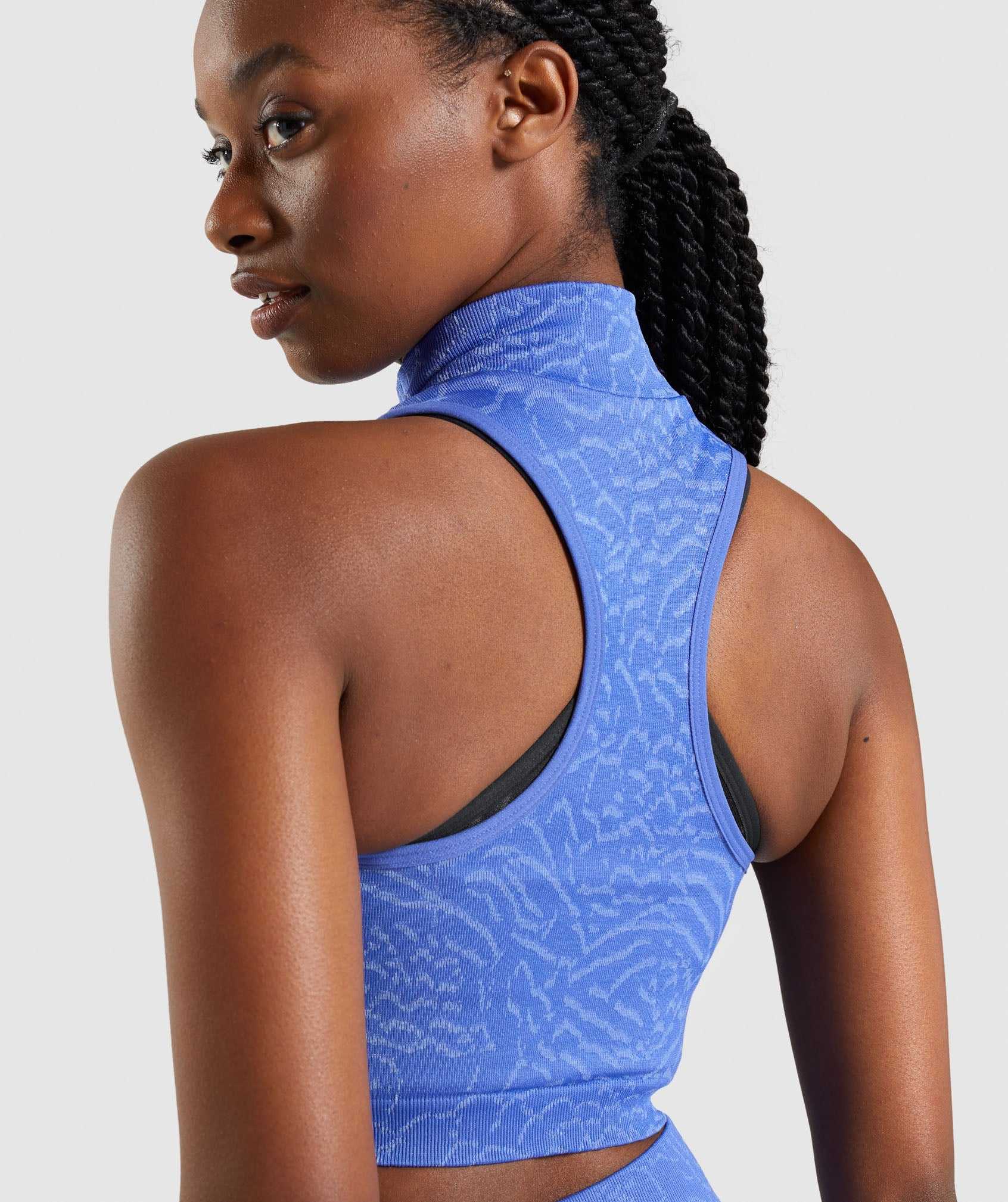 Gymshark Adapt Animal Seamless Crop 1/2 Zip Topjes Blauw | DKZG16032