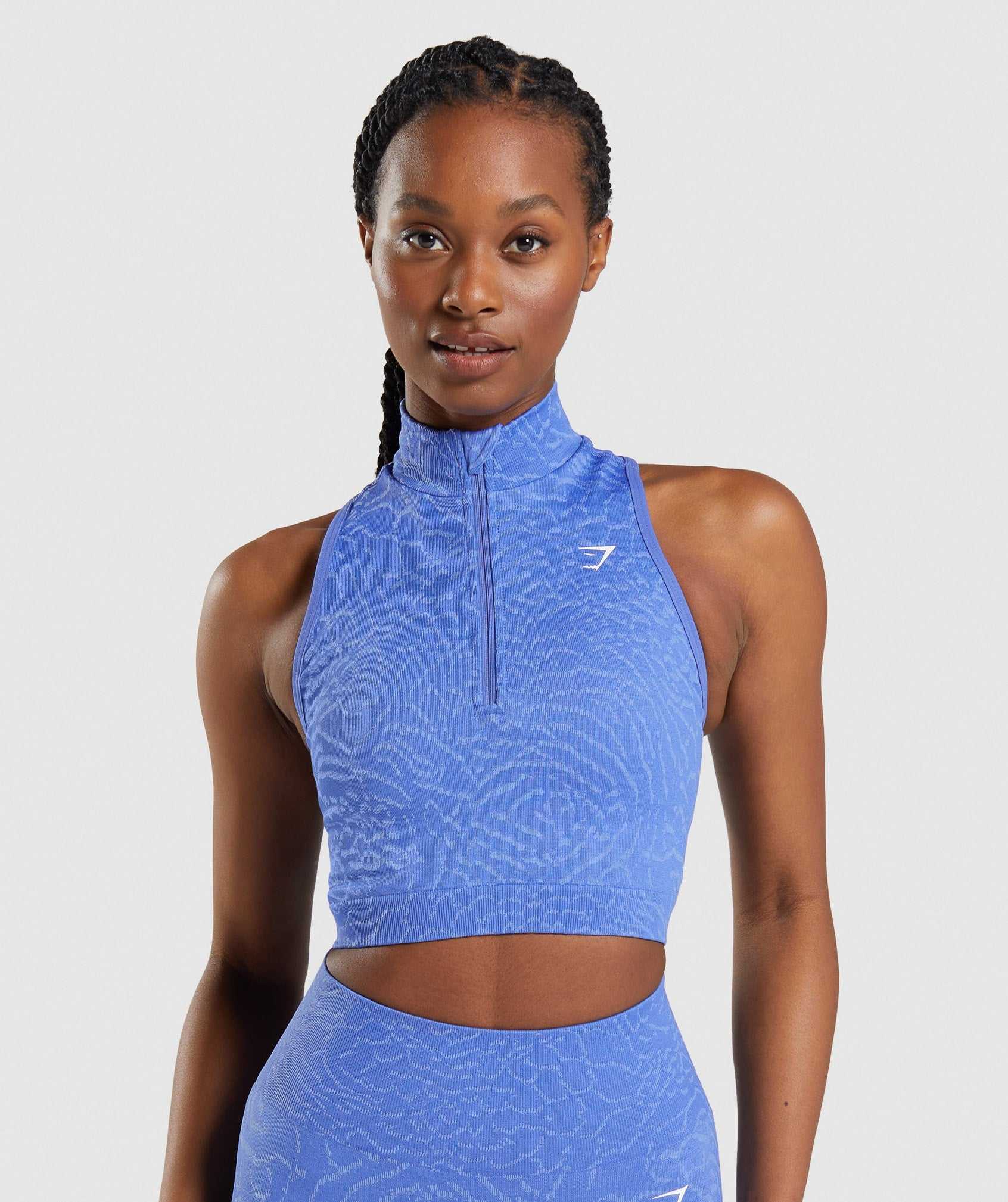 Gymshark Adapt Animal Seamless Crop 1/2 Zip Topjes Blauw | DKZG16032