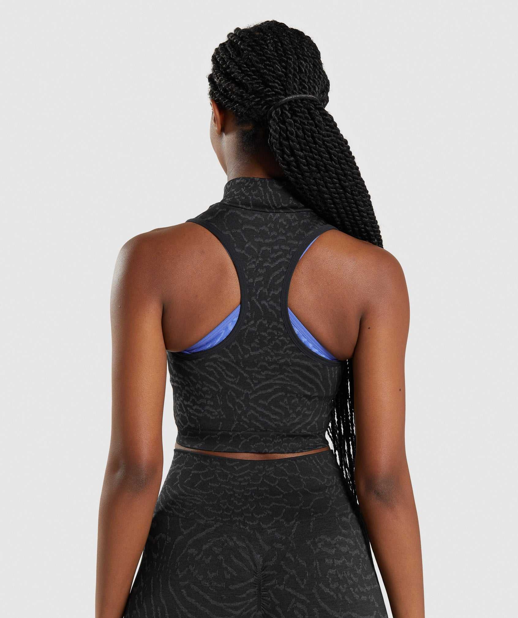 Gymshark Adapt Animal Seamless Crop 1/2 Zip Topjes Zwart | QPAL83456