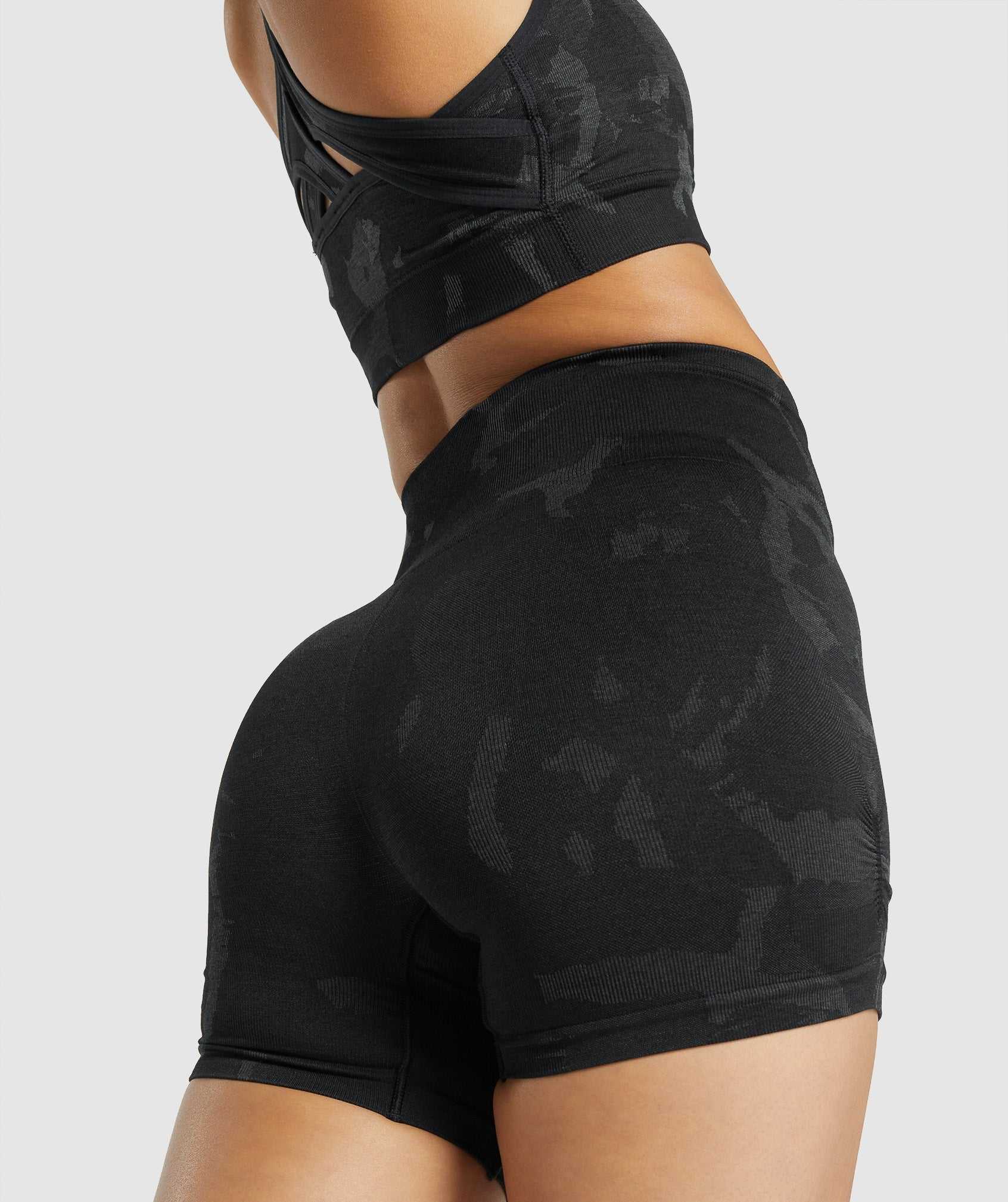 Gymshark Adapt Camo Seamless Korte Broek Zwart | QHLG17569