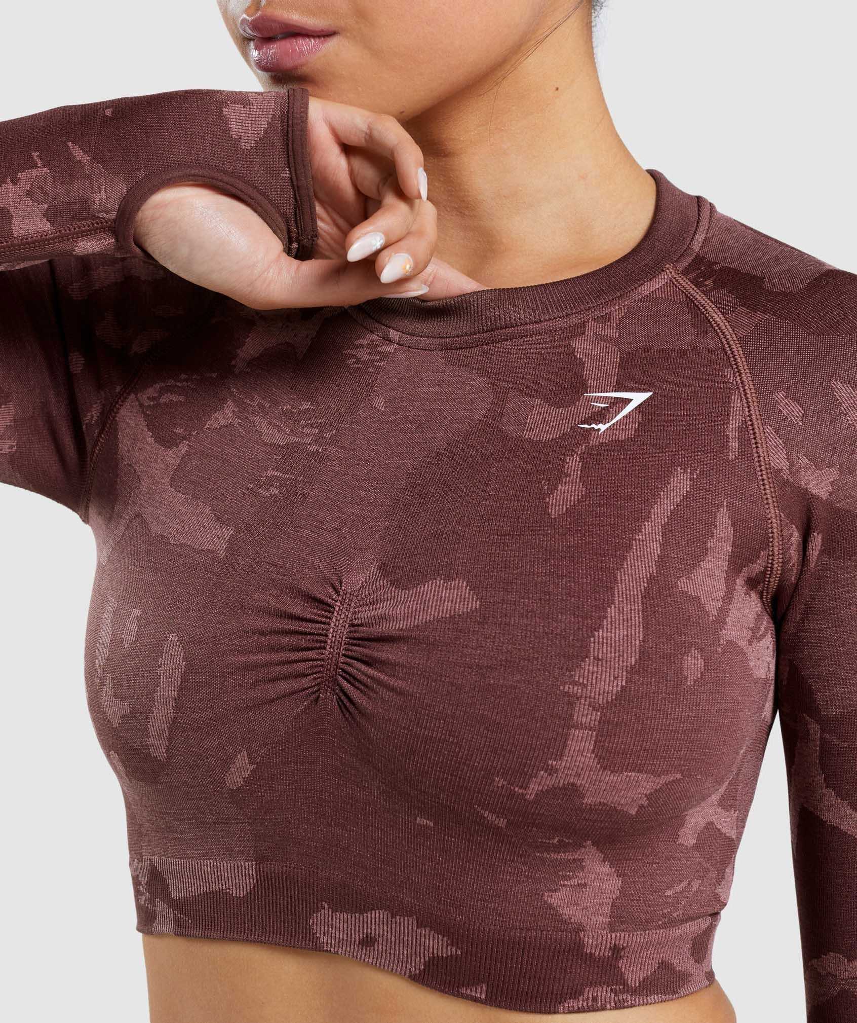 Gymshark Adapt Camo Seamless Long Sleeve Crop Topjes Roze Bruin | HGQL98307