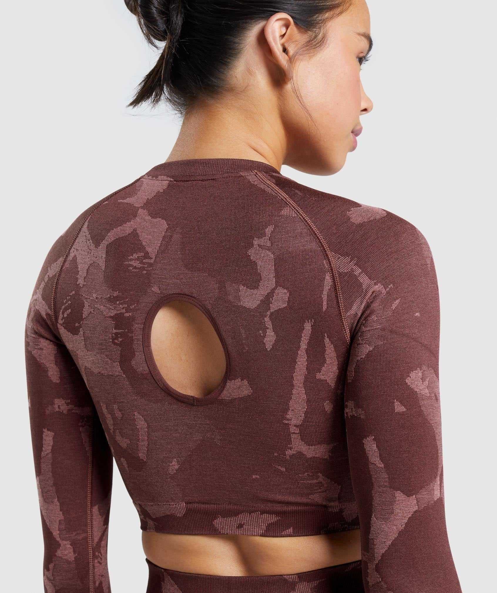 Gymshark Adapt Camo Seamless Long Sleeve Crop Topjes Roze Bruin | HGQL98307