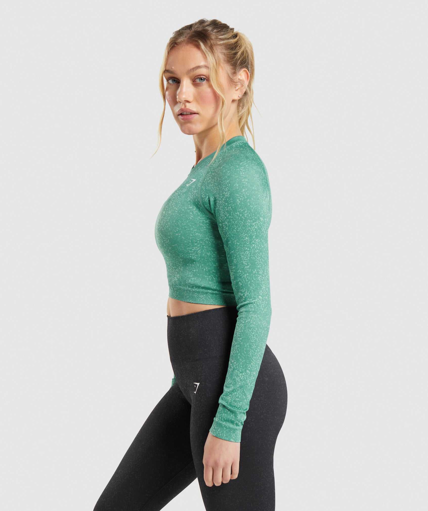 Gymshark Adapt Fleck Seamless Long Sleeve Crop Topjes Groen | CKUX14863