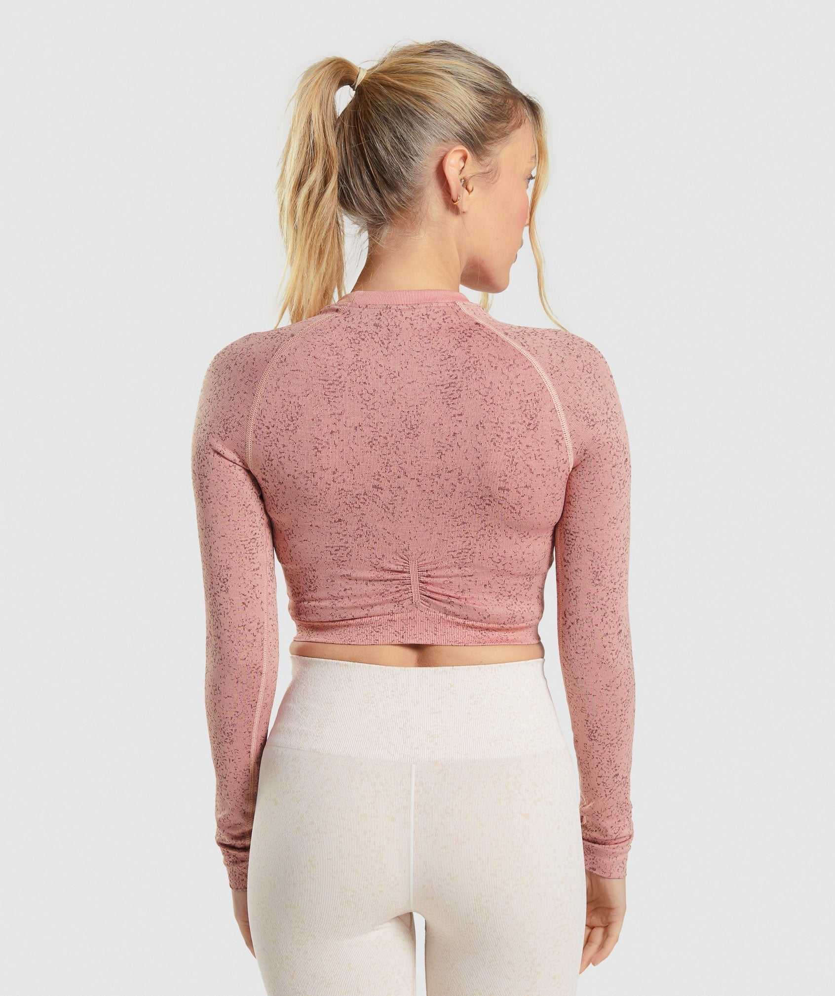 Gymshark Adapt Fleck Seamless Long Sleeve Crop Topjes Roze | FLWI47916