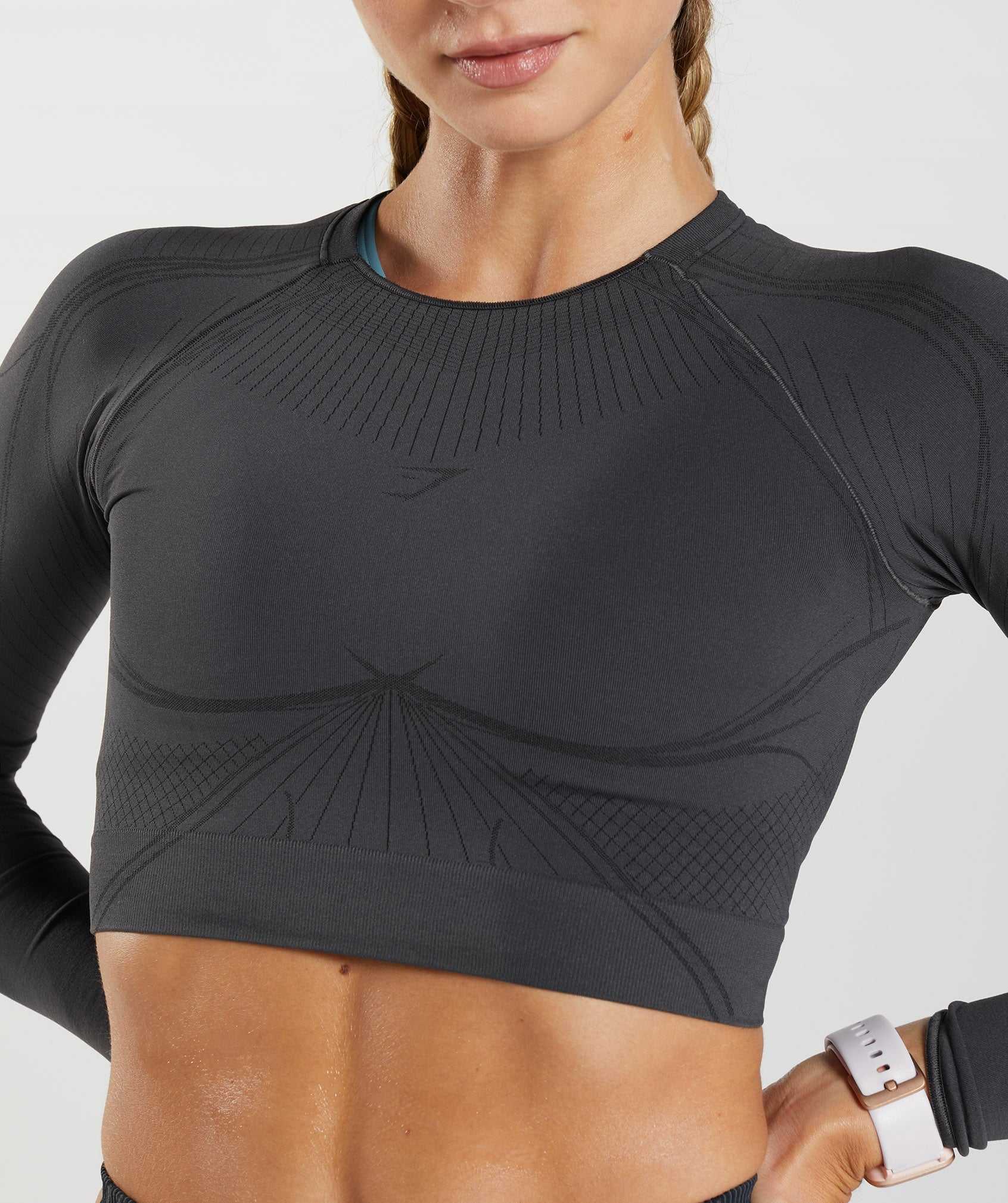 Gymshark Apex Seamless Crop Topjes Zwart Grijs Zwart | KYIG98617