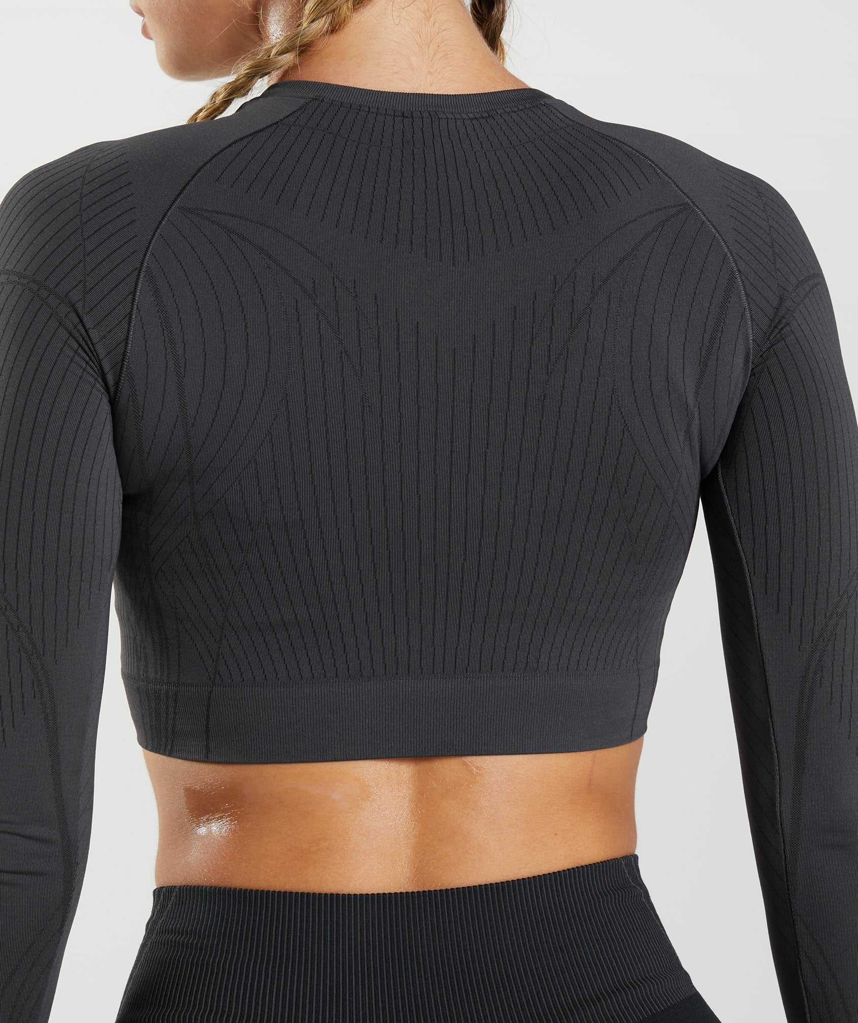 Gymshark Apex Seamless Crop Topjes Zwart Grijs Zwart | KYIG98617