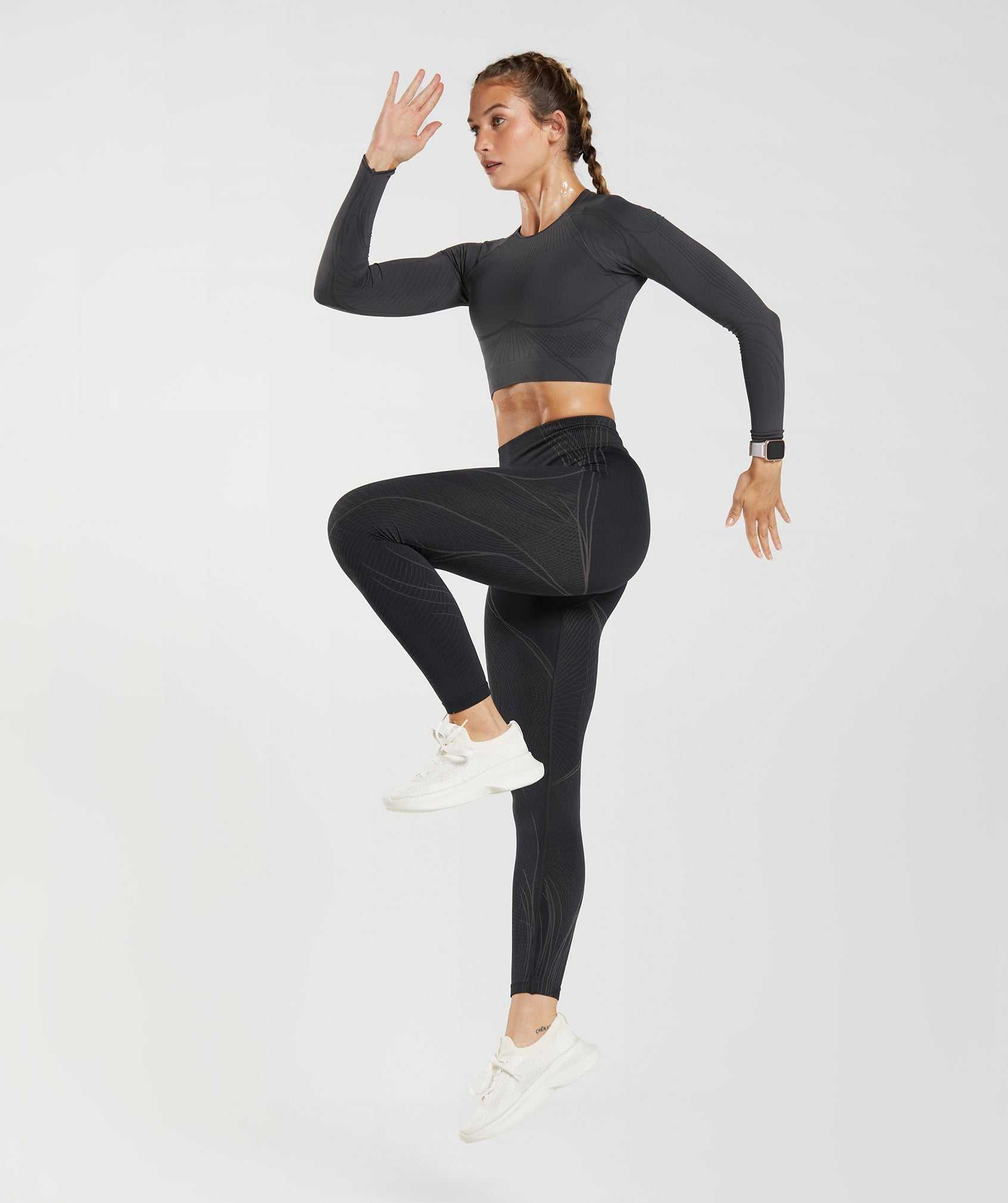 Gymshark Apex Seamless Crop Topjes Zwart Grijs Zwart | LXKI67083