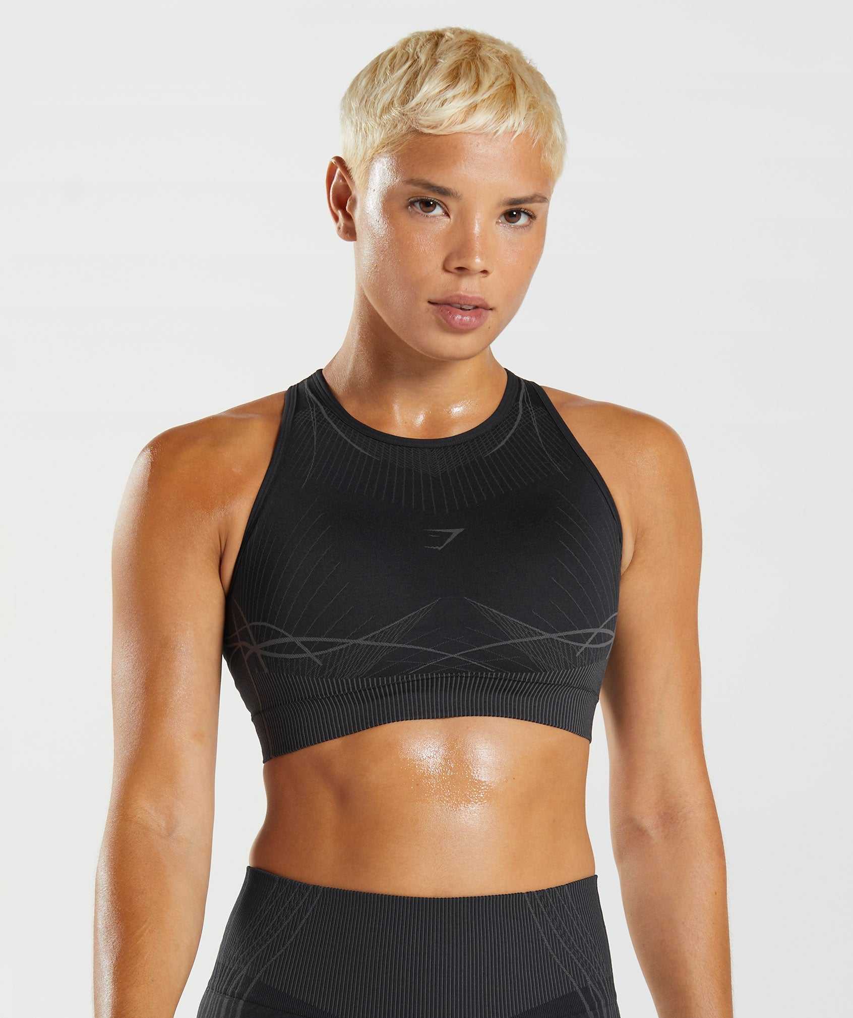 Gymshark Apex Seamless Sport Bh Zwart Zwart Grijs | FUZR39172